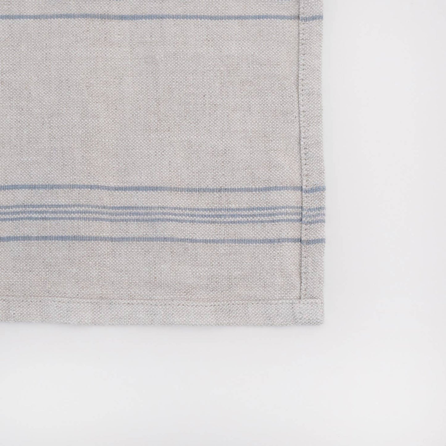 Grey Blue Wide Stripe Rustic Linen Napkins Set of 2: 16"x16" | 40x40 cm