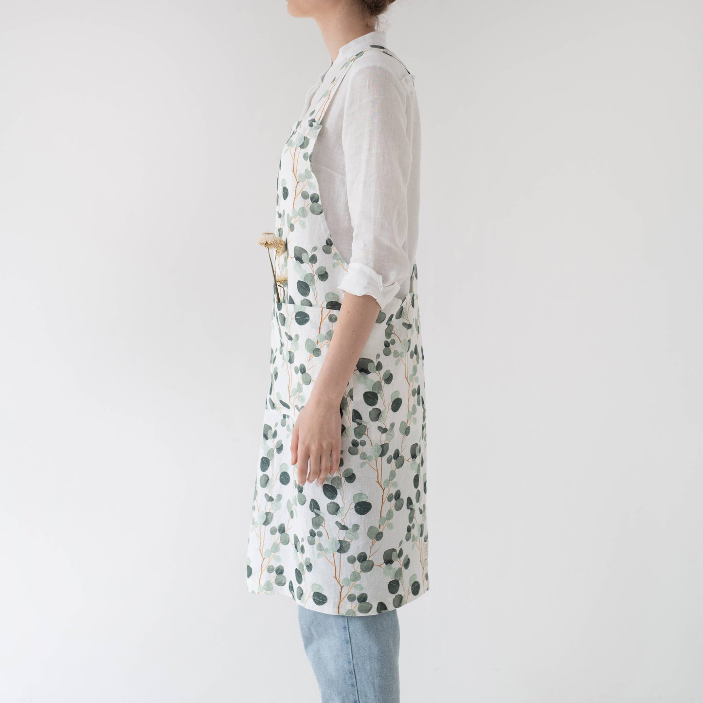 Eucalyptus Linen Japanese Crossback Apron