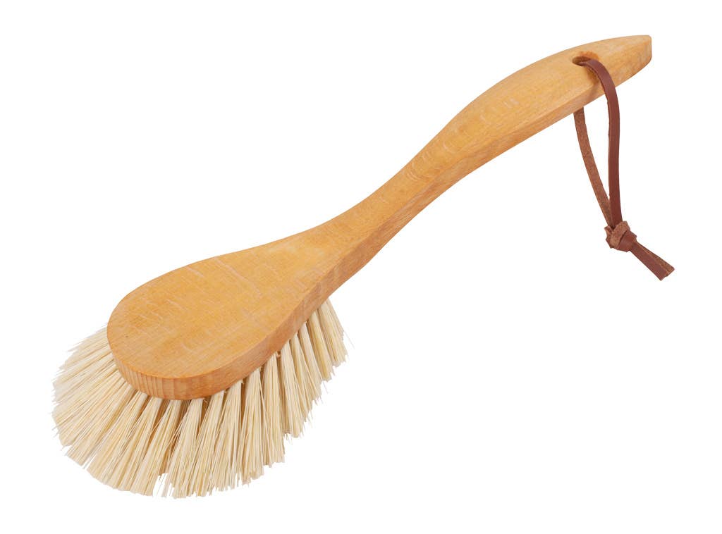 REDECKER Dish Brush XL Head 10.6" Beechwood/Tampico Fibre: Natural / Tampico Fibre/ Horsehair/Leather Strap/ Oiled Beechwood / 27cm/10.6”