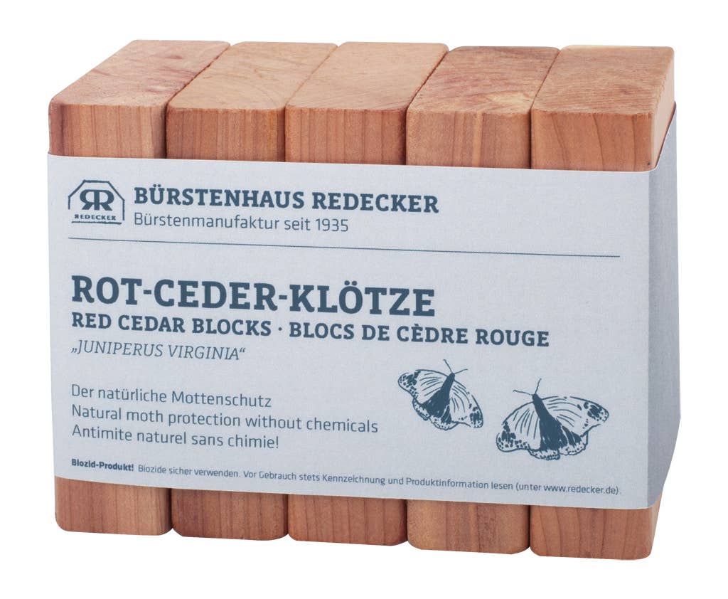 REDECKER Red Cedar Blocks 5/PK 2.8x2x0.8": Red / Untreated Cedar Wood “Juniperus Virginia” / 7x5x2cm/2.8x2x0.8”