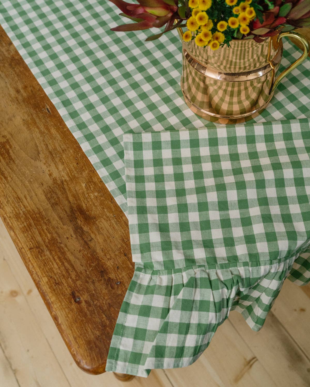 Moss Gingham Table Runner