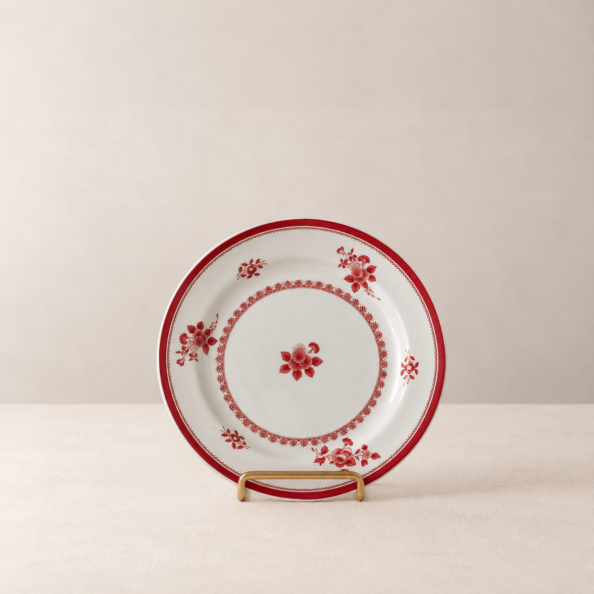 Vintage Glouster Red fine stone china salad plate, one of a set of eight