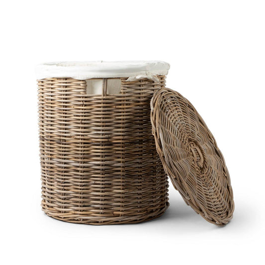 Rattan Laundry Baskets with Lids and Linen Inner Bag: Medium - 18" H