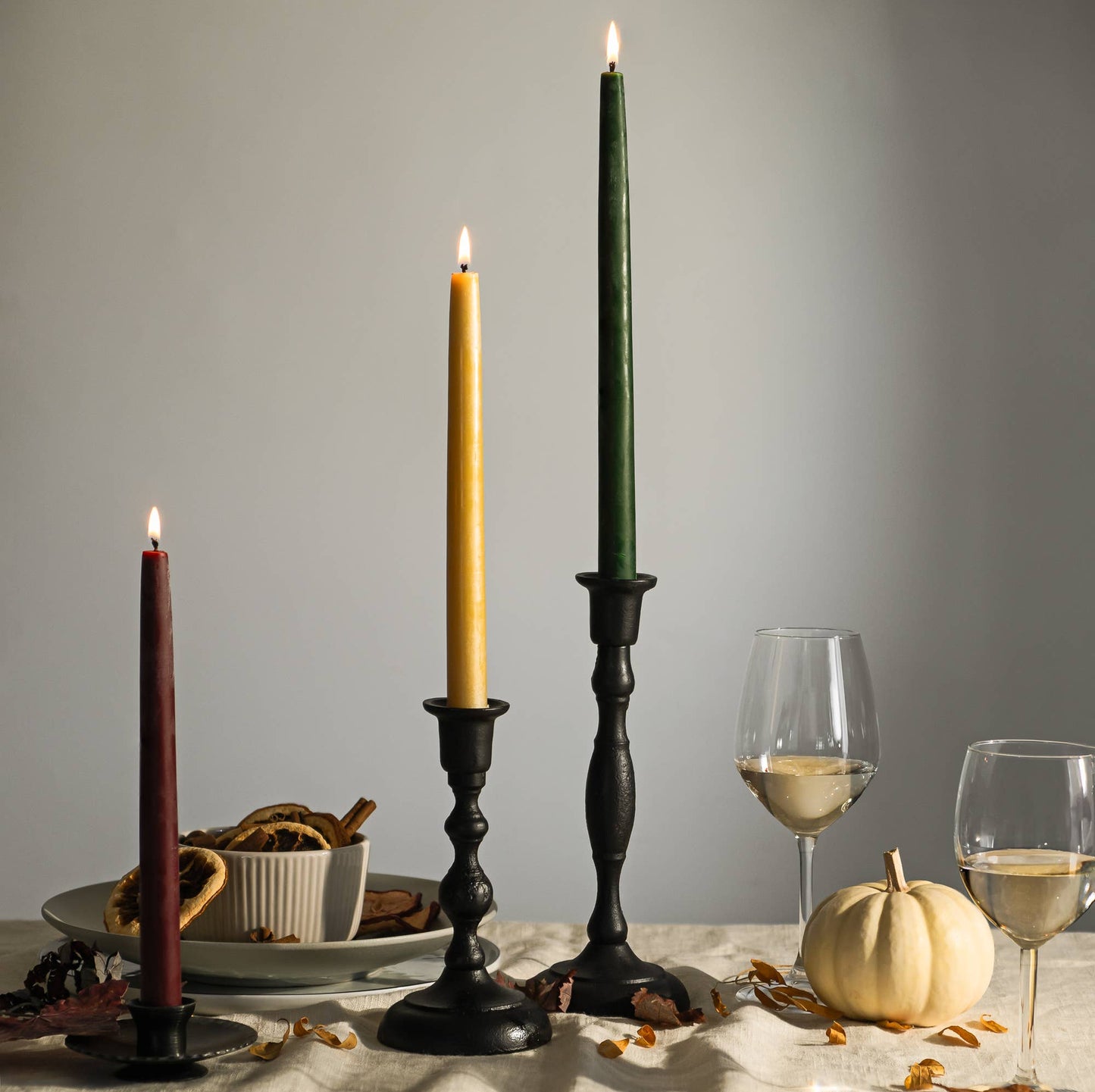 Hand-Dipped Pure Beesewax Taper Candlesticks Halloween Decor: Raw / 12"