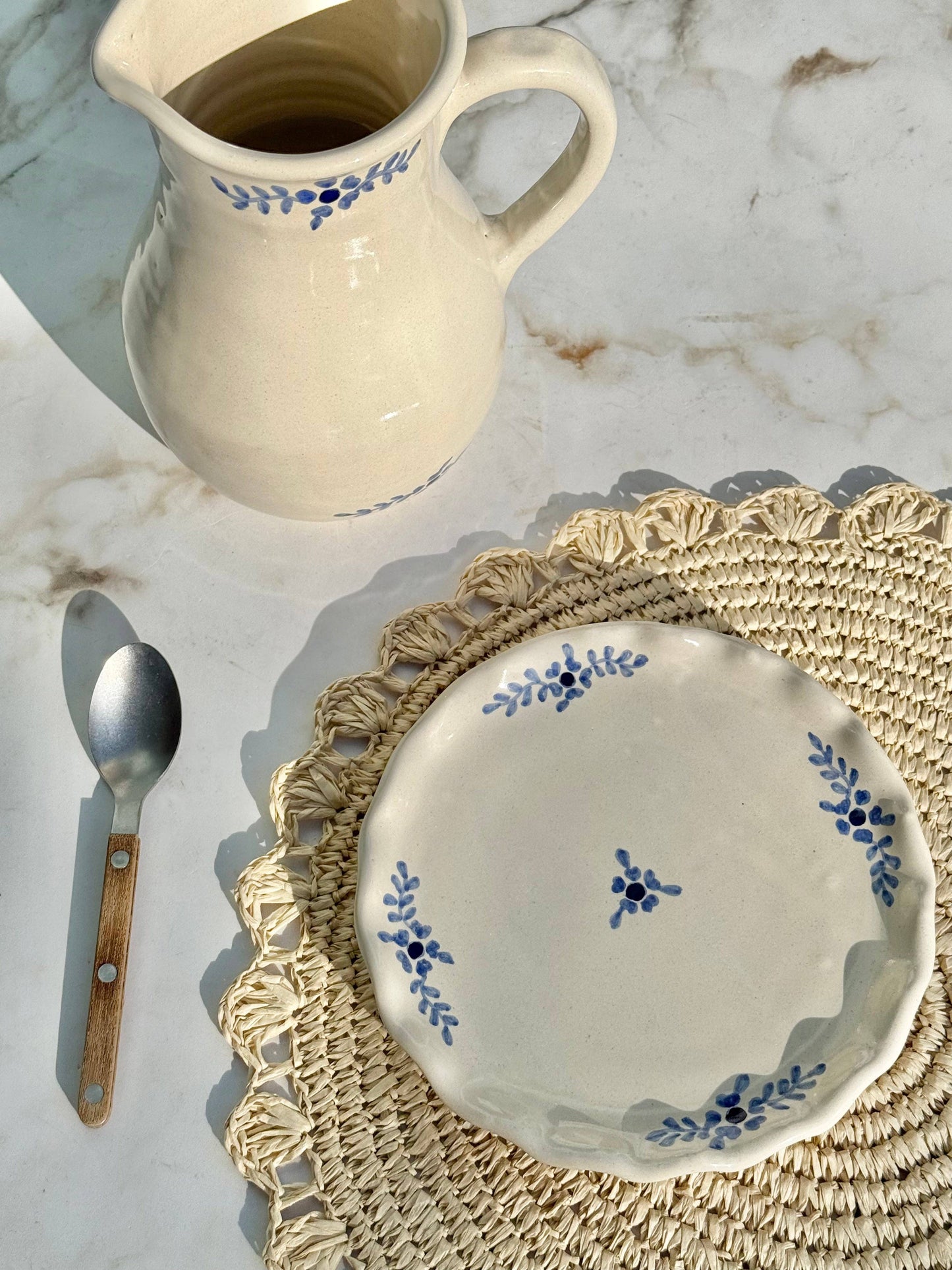 Hand-painted Margot Pitcher, Blue