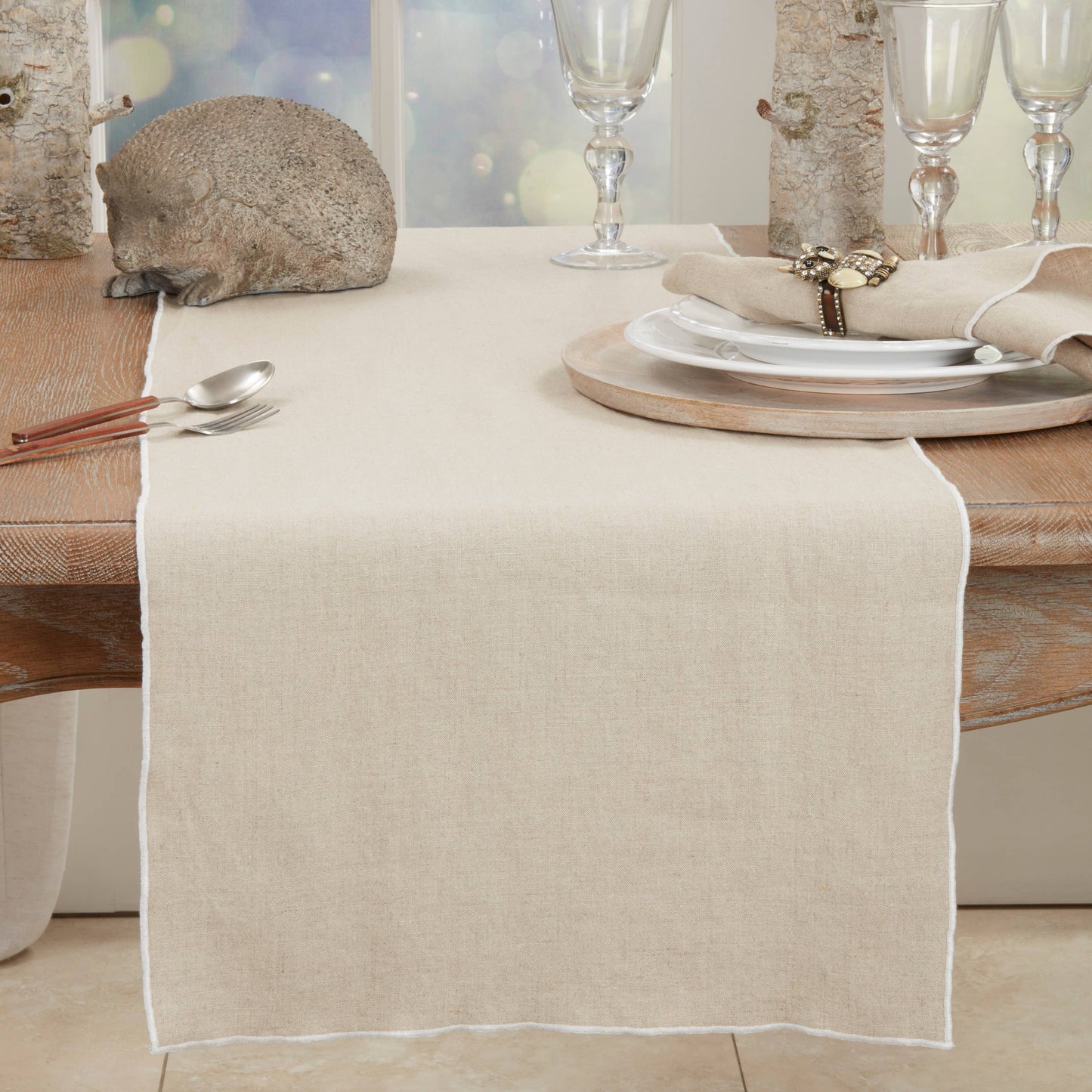 Stonewashed Stitched Edge Table Runner: Red / 16"x72"