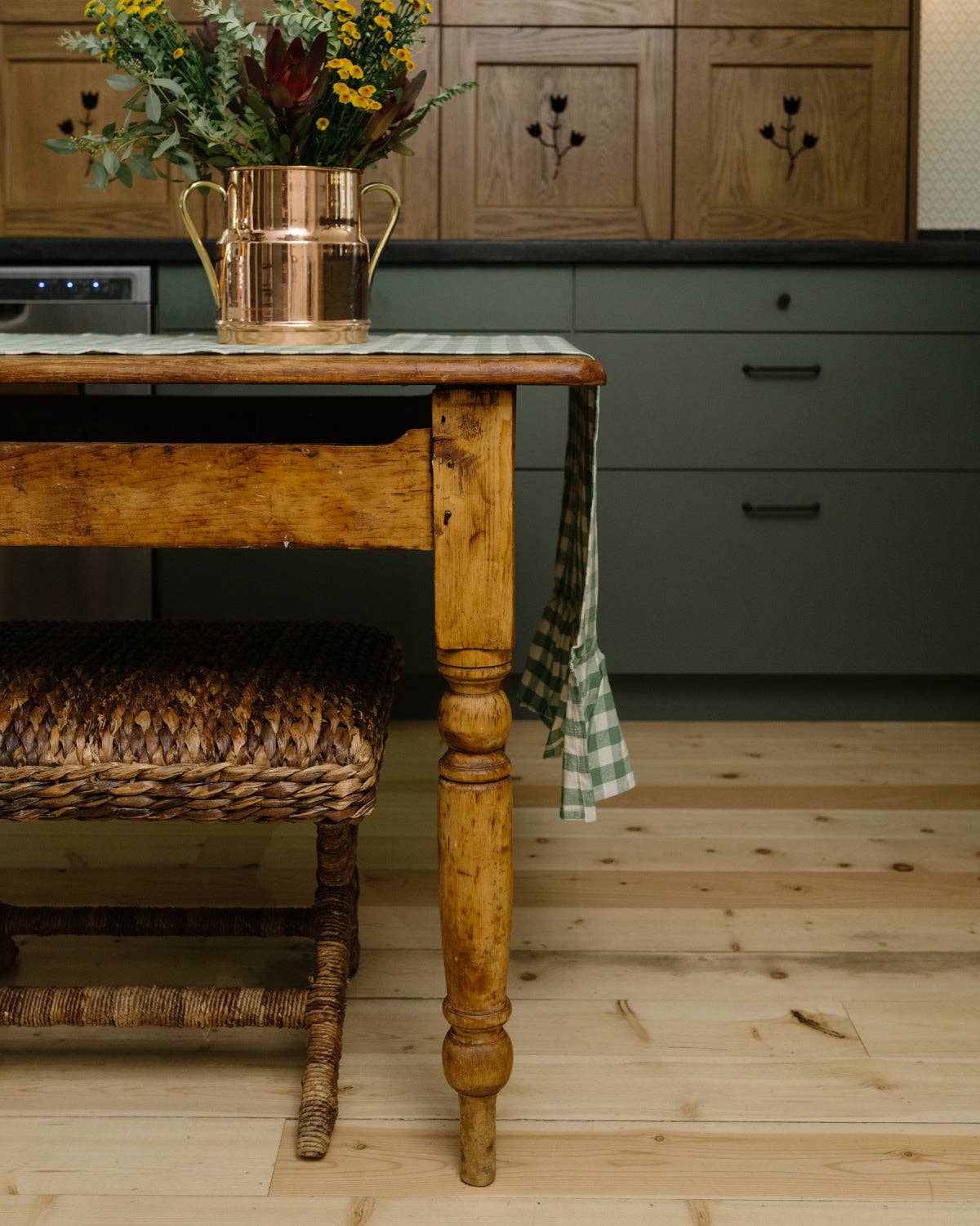 Moss Gingham Table Runner