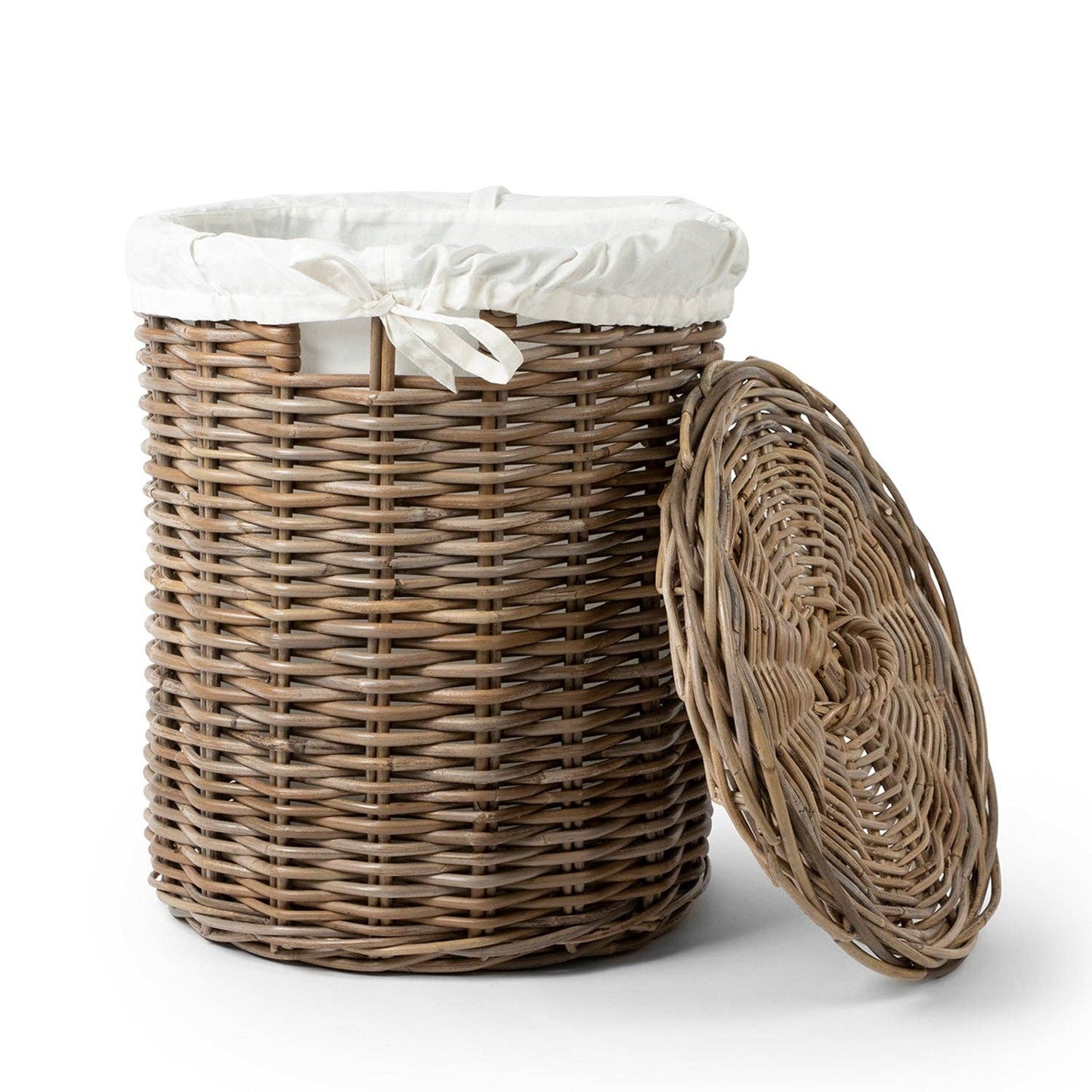 Rattan Laundry Baskets with Lids and Linen Inner Bag: Medium - 18" H