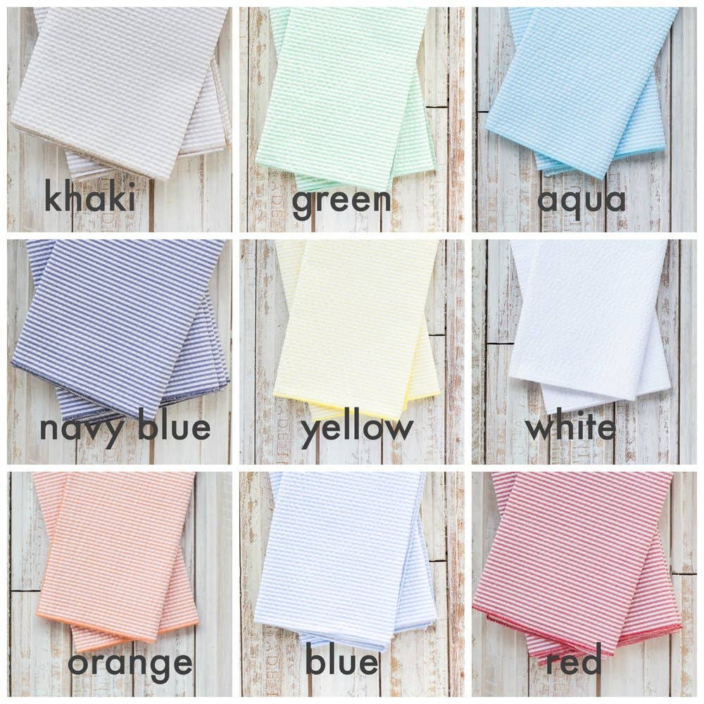 Seersucker Dinner Napkins, set of four: Pale Blue