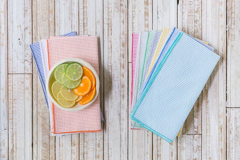 Seersucker Dinner Napkins, set of four: Navy Blue