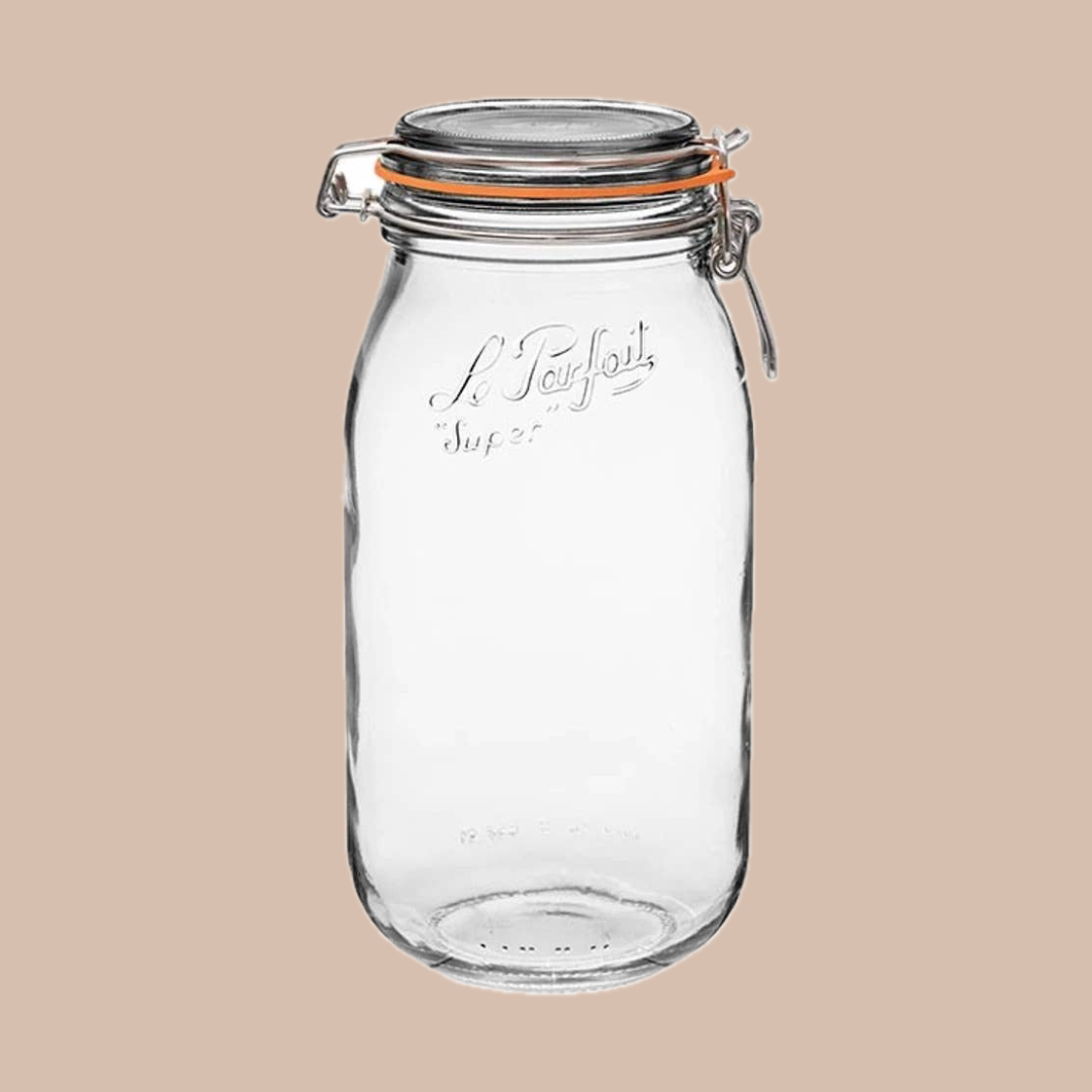 2L Rounded French Glass Storage Jar W Airtight Rubber Seal