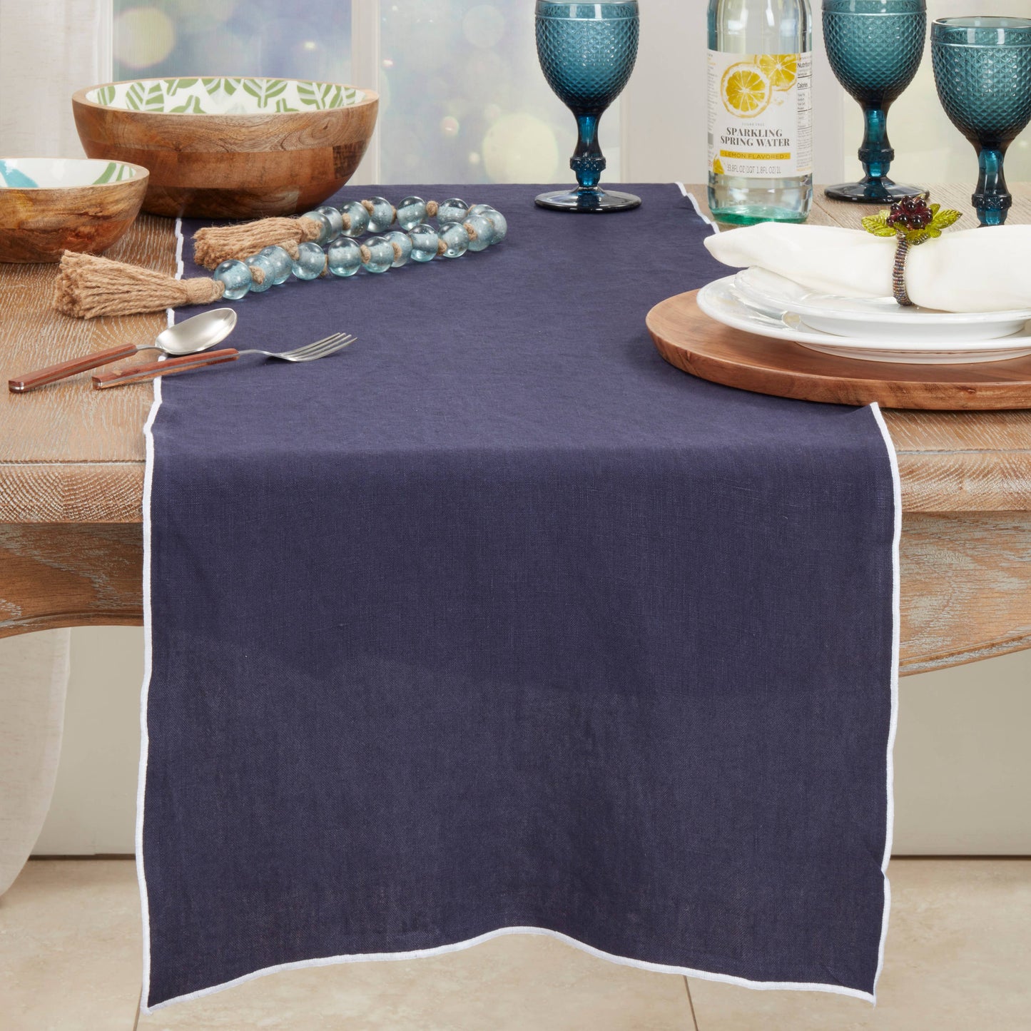 Stonewashed Stitched Edge Table Runner: Red / 16"x72"