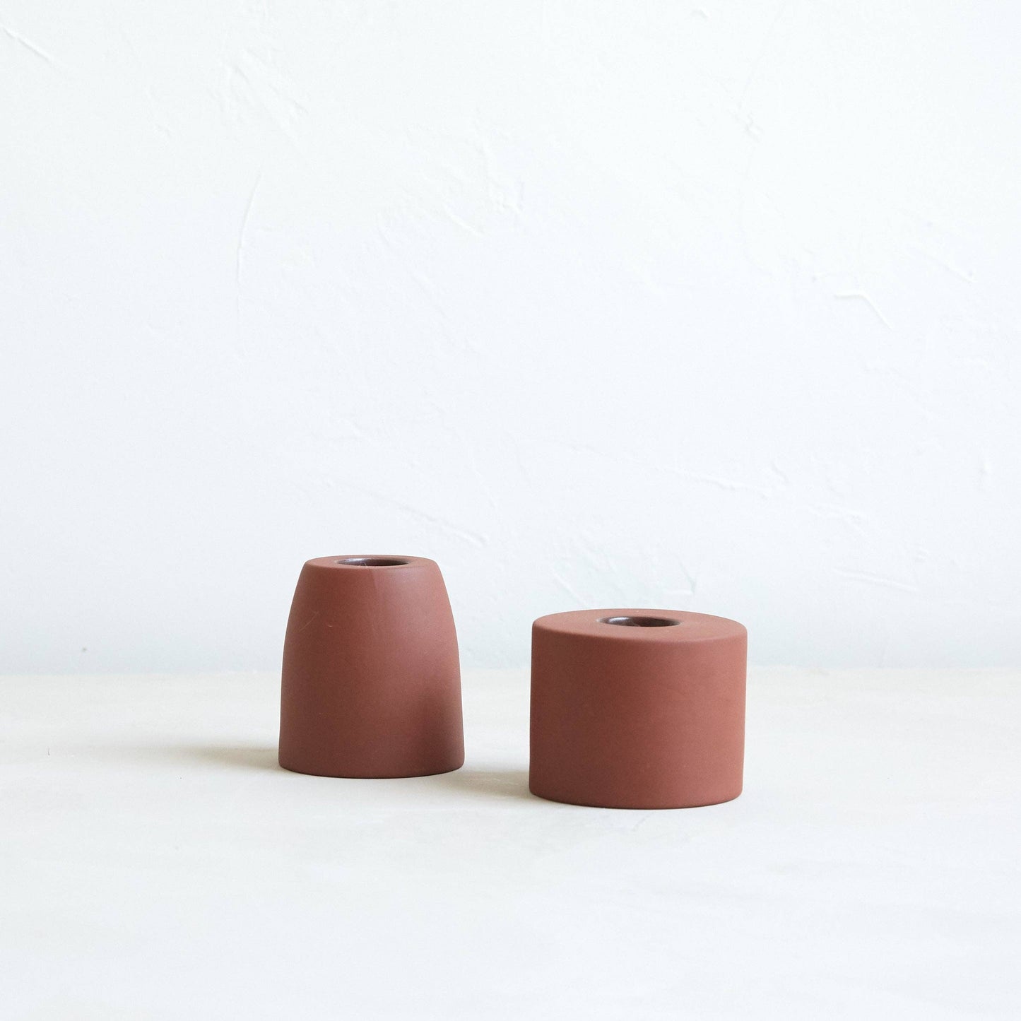 Petite Taper Holders: Matte White / Cone