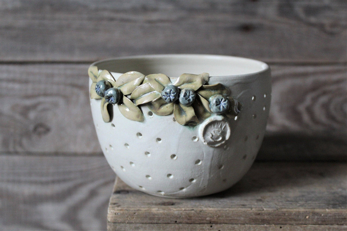 Large blueberry - fruit strainer bowl for berries -