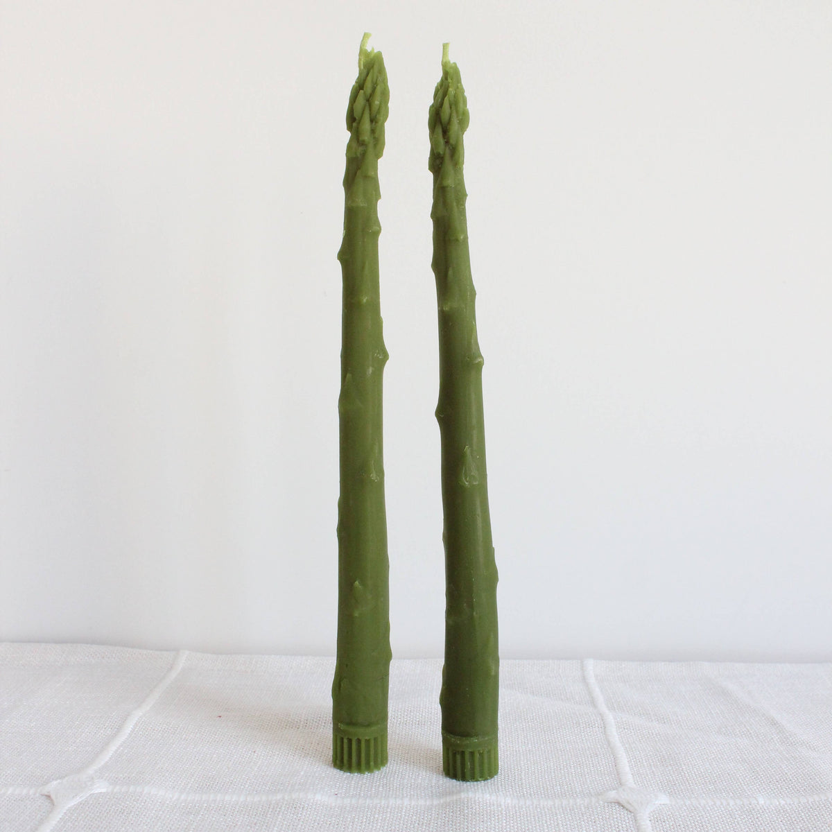 Asparagus Beeswax Candle Taper Pair: Box