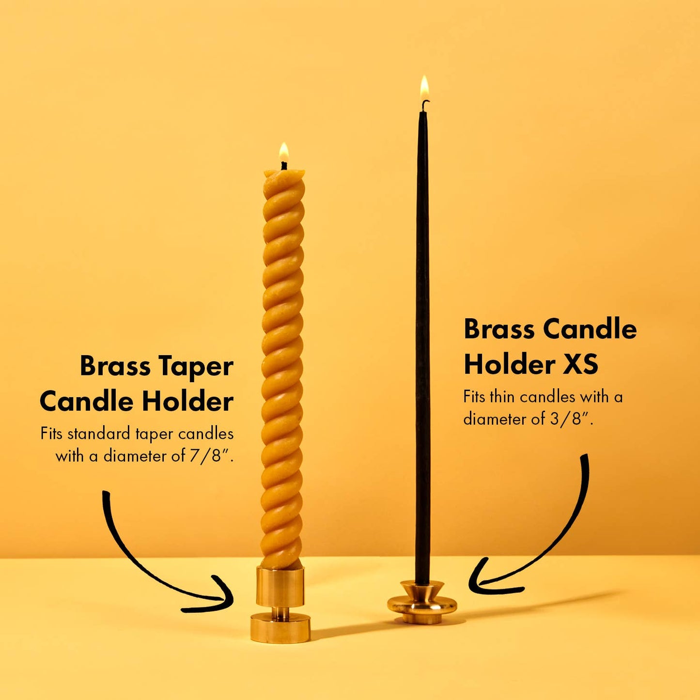 Solid Brass Candle Holder - 1.6" Tall & Fits Standard Tapers