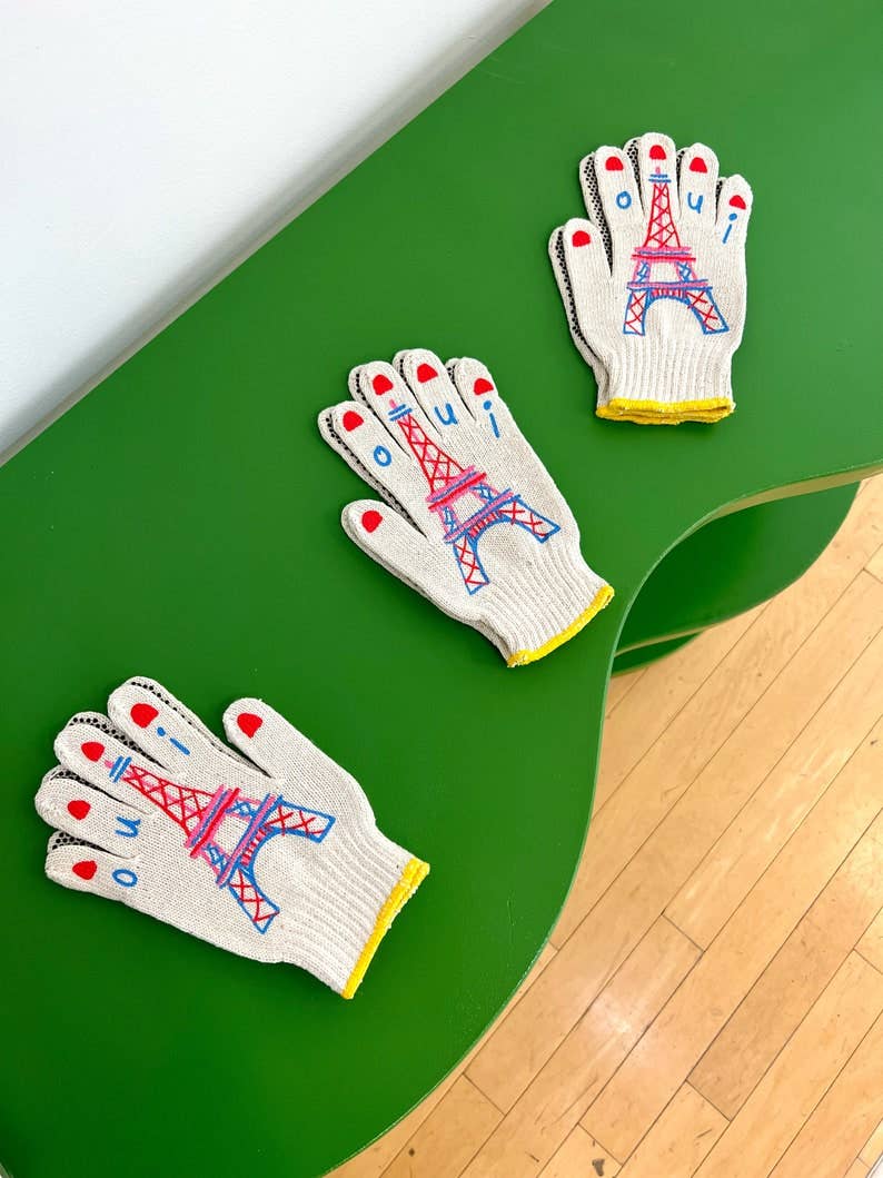 Bunny Gardening Gloves: Le Lapin Rabbit Print, Cotton Blend: Bunny Gloves