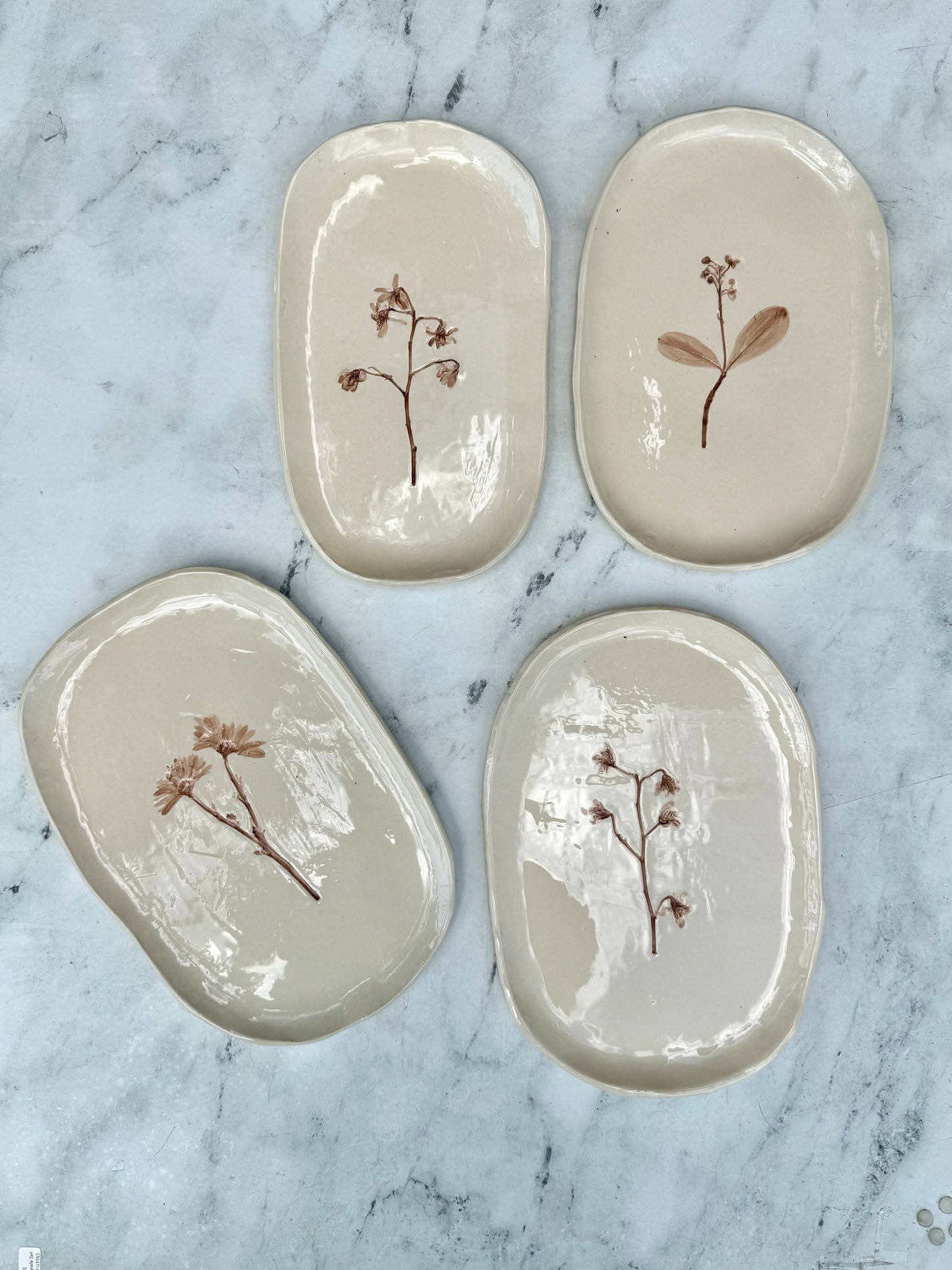 Hand-Painted Floral Tray, Brown