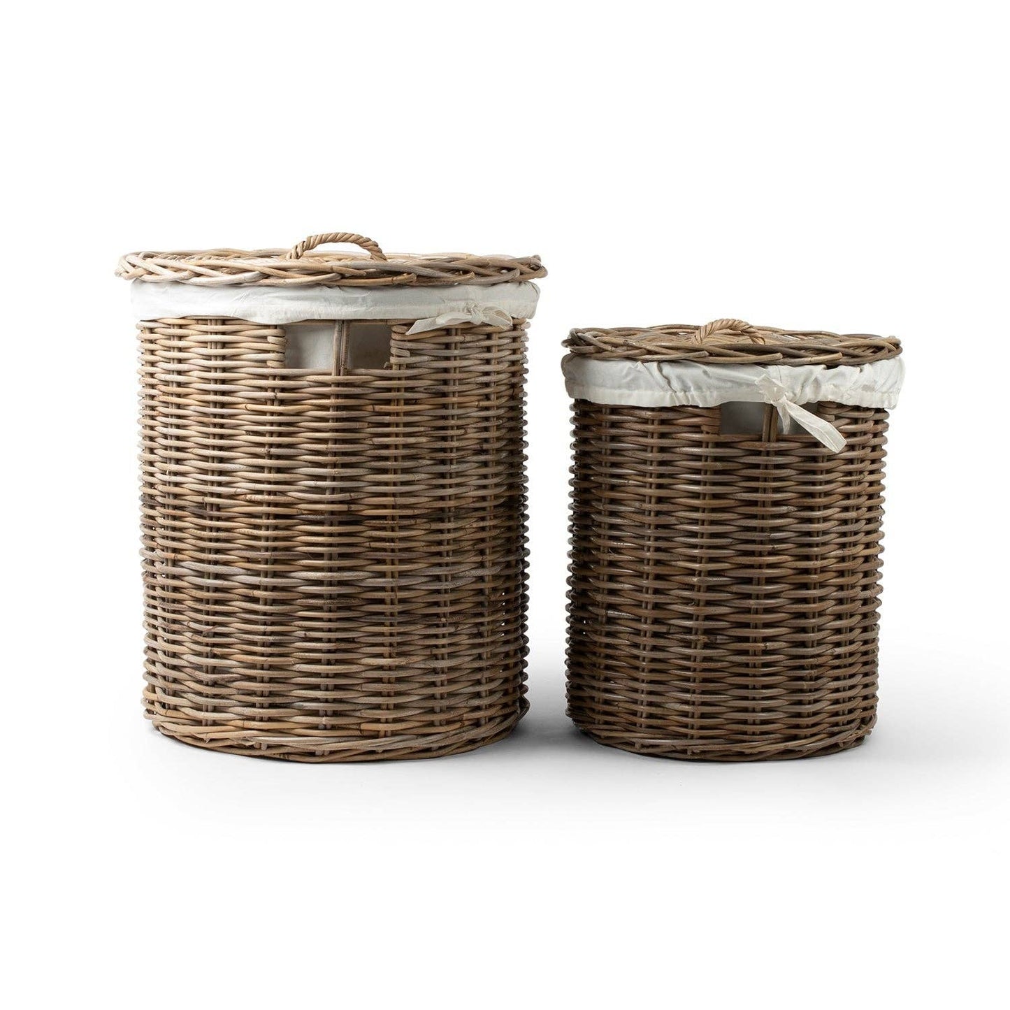 Rattan Laundry Baskets with Lids and Linen Inner Bag: Medium - 18" H