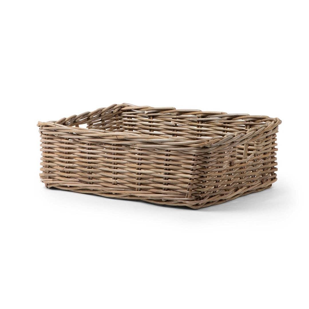 Rattan Rectangle Tray: Small - 4" H