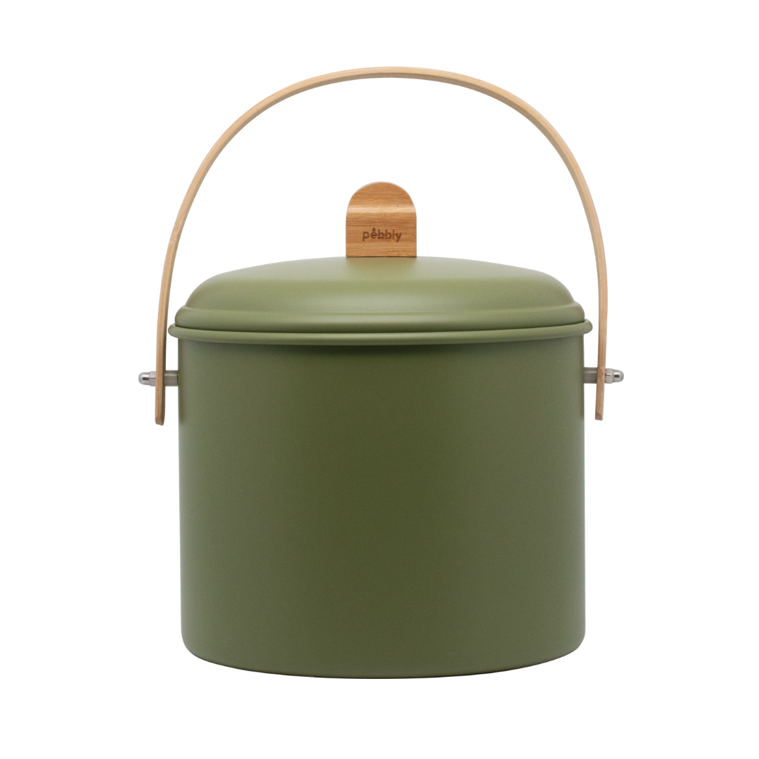 Compost Bin with Charcoal Filter: Olive / 7 Quart