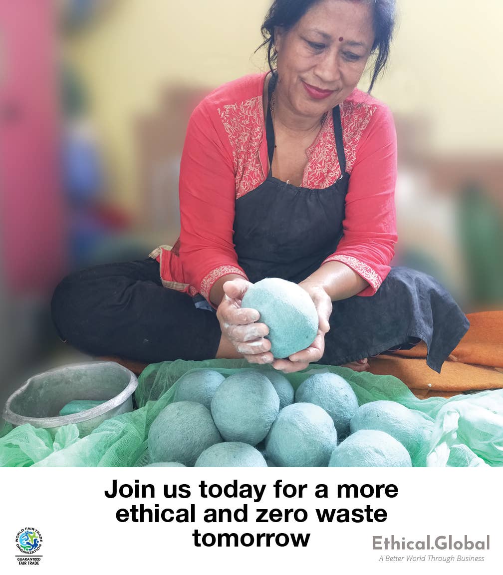 Flowers: Eco Wool Dryer Balls Fair Trade: Pink/Blue