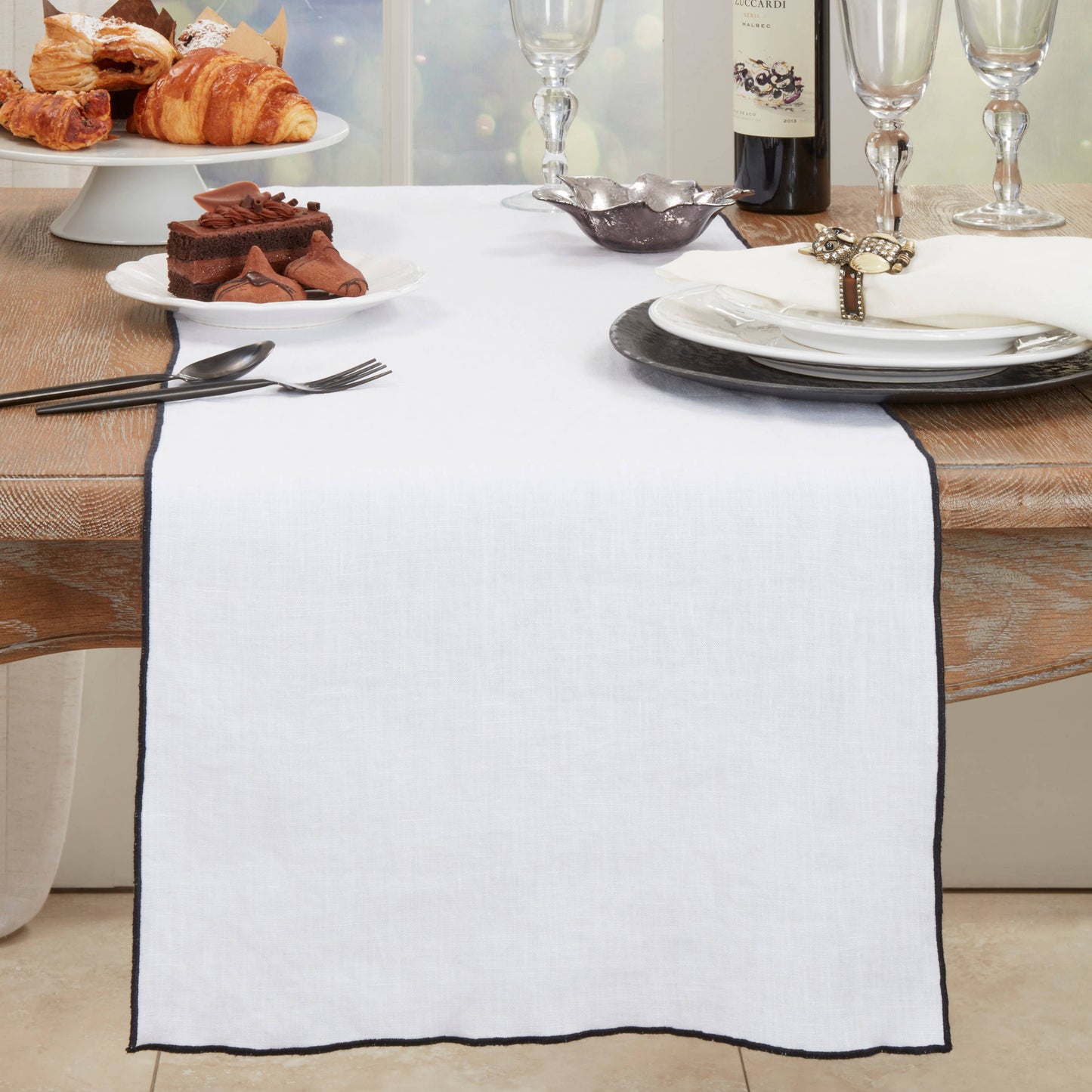 Stonewashed Stitched Edge Table Runner: Red / 16"x72"