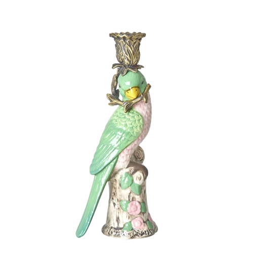 Ceramic Candle Holder in Bird Shape - Green