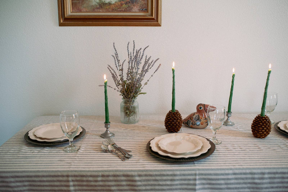 Asparagus Beeswax Candle Taper Pair: Box