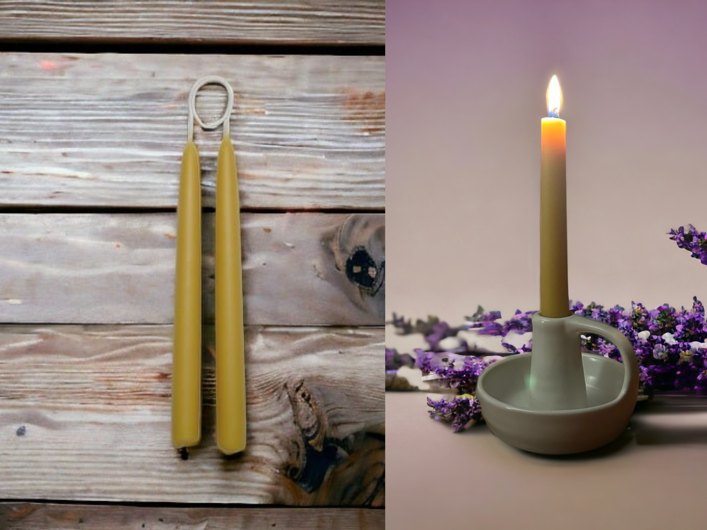 Classic Taper Pair Hand Dipped Beeswax Candles