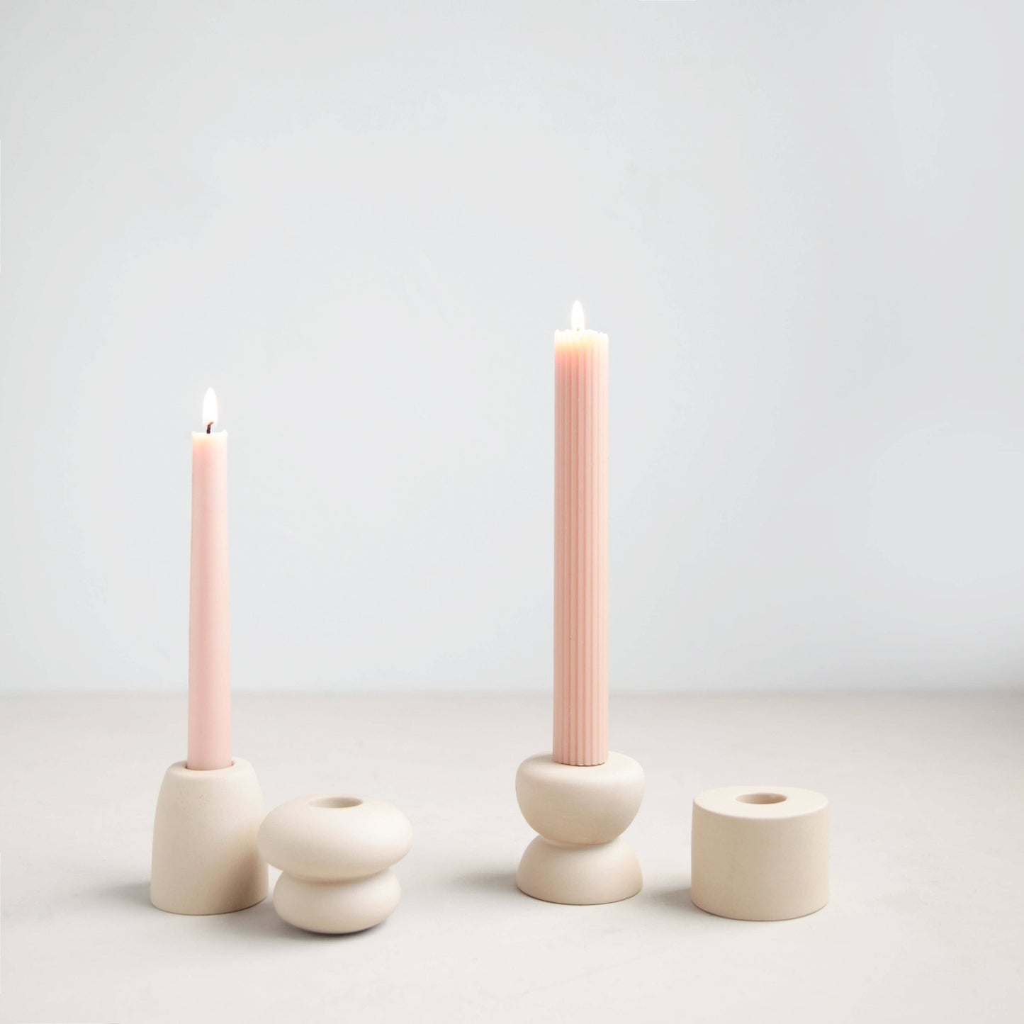 Petite Taper Holders: Matte White / Cone