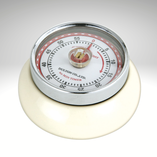 "Retro" Kitchen Timer, Cream, 2.75” x 1.25"