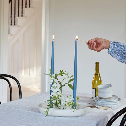 Ceramic Flower Frog Bowl & Taper Holder