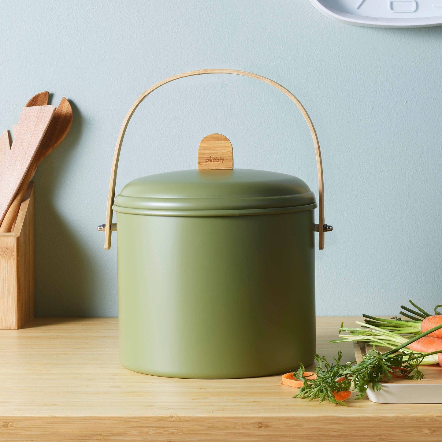 Compost Bin with Charcoal Filter: Olive / 7 Quart