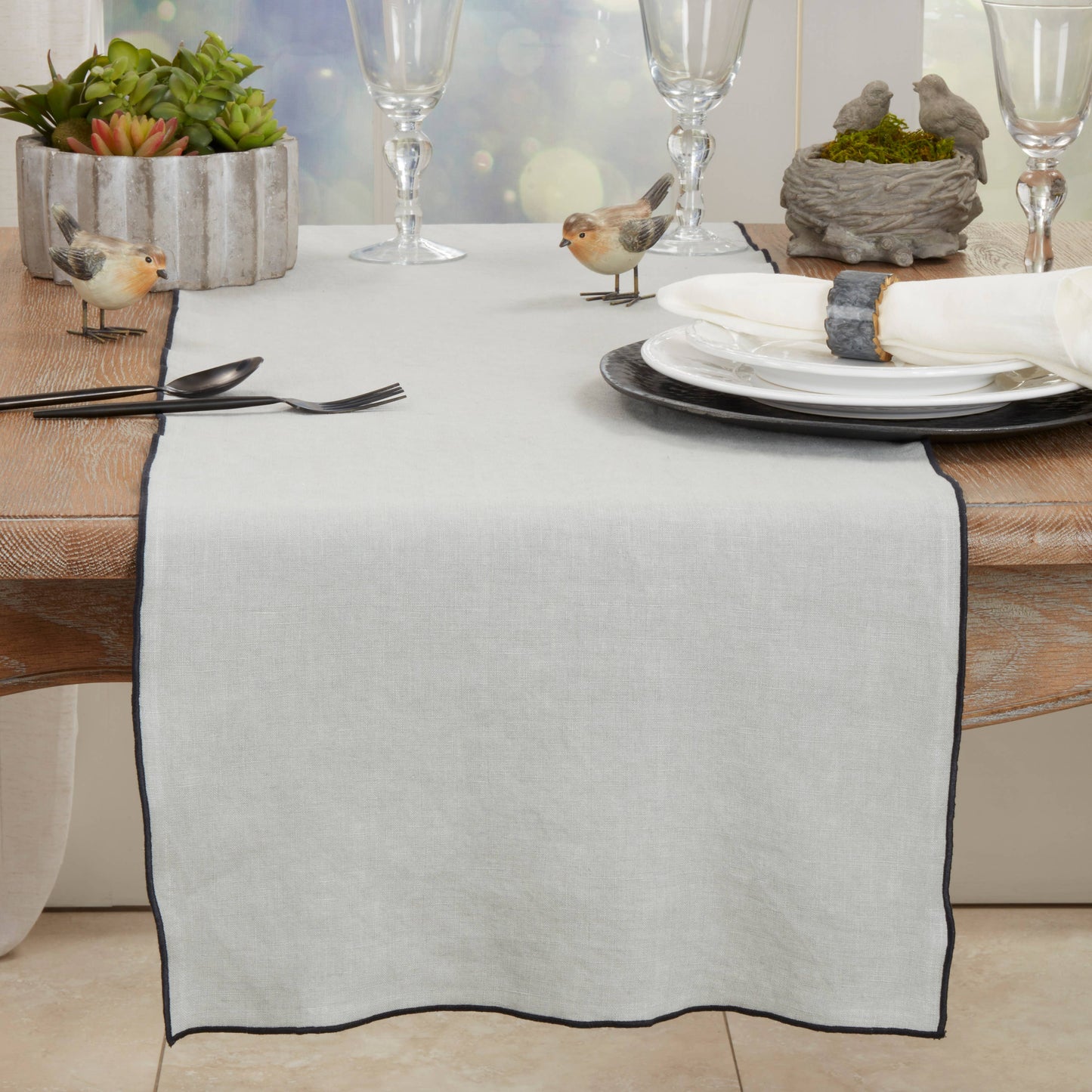 Stonewashed Stitched Edge Table Runner: Red / 16"x72"