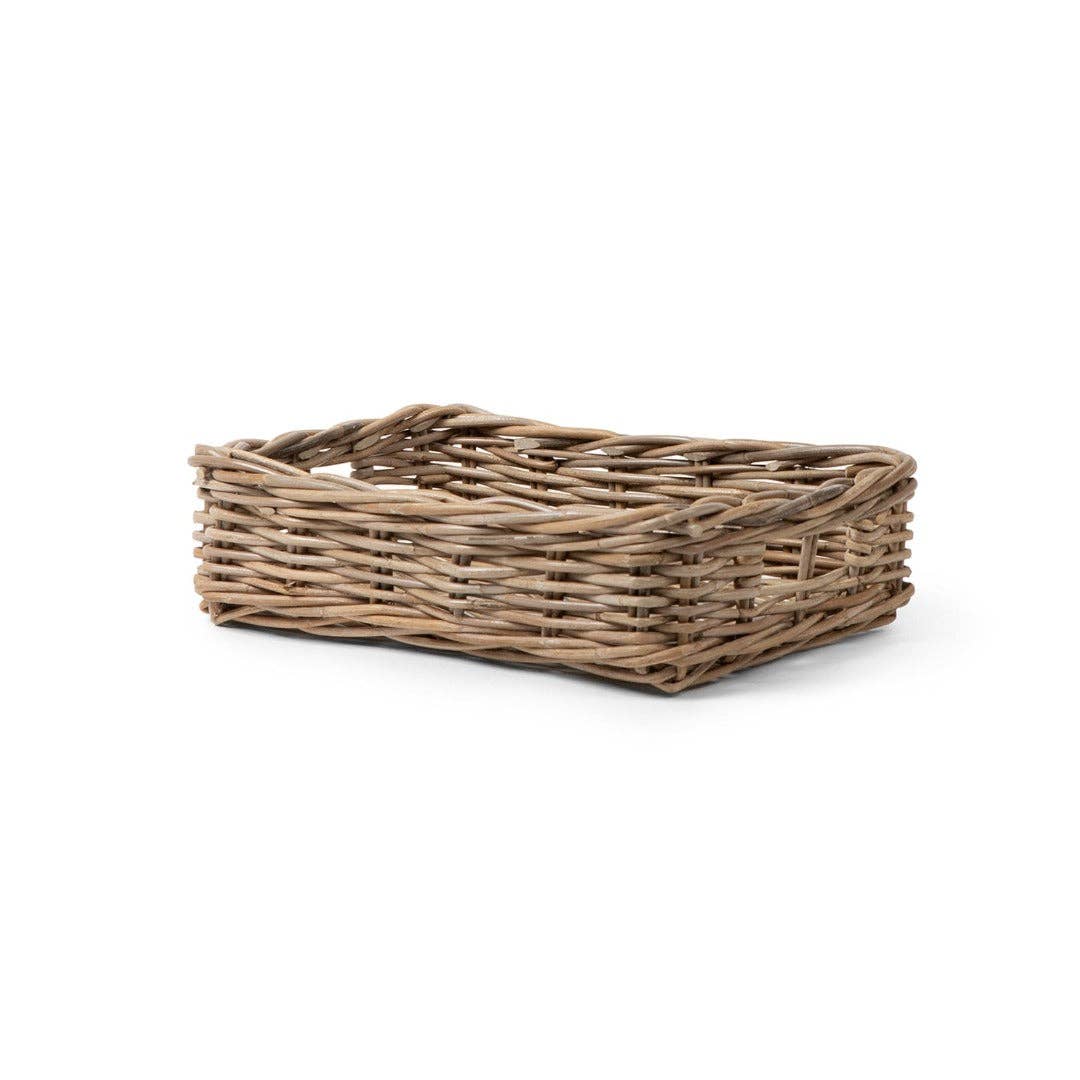 Rattan Rectangle Tray: Small - 4" H