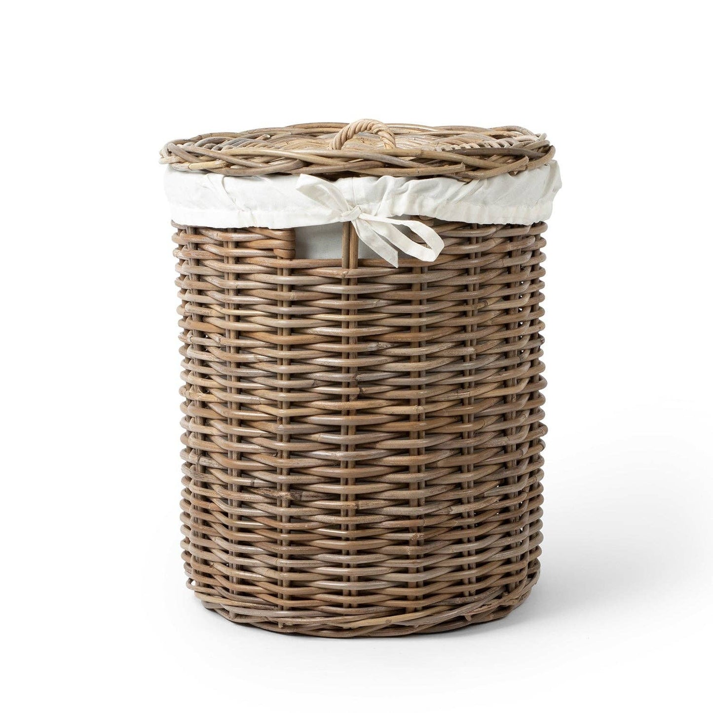 Rattan Laundry Baskets with Lids and Linen Inner Bag: Medium - 18" H