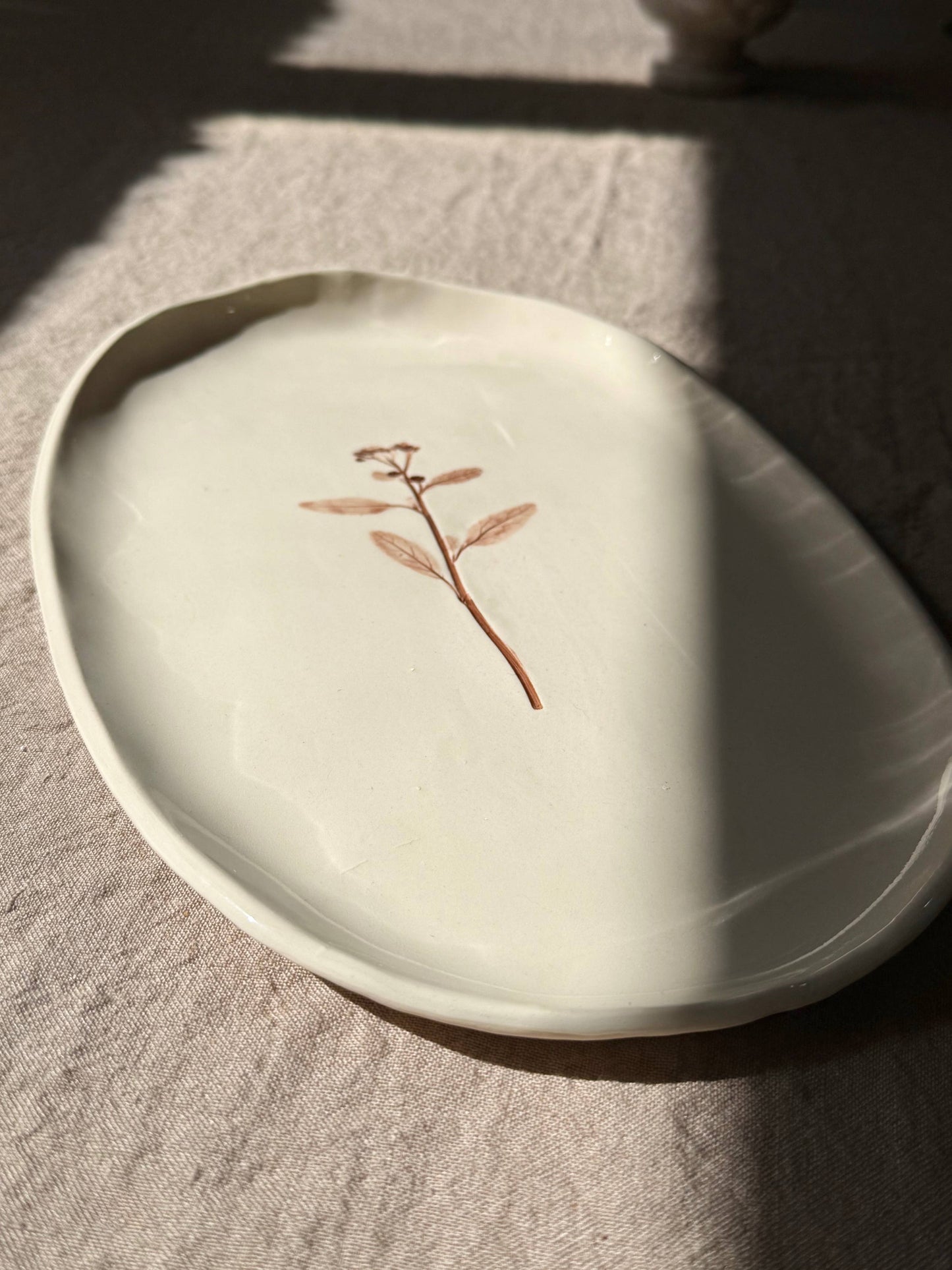 Hand-Painted Floral Tray, Brown