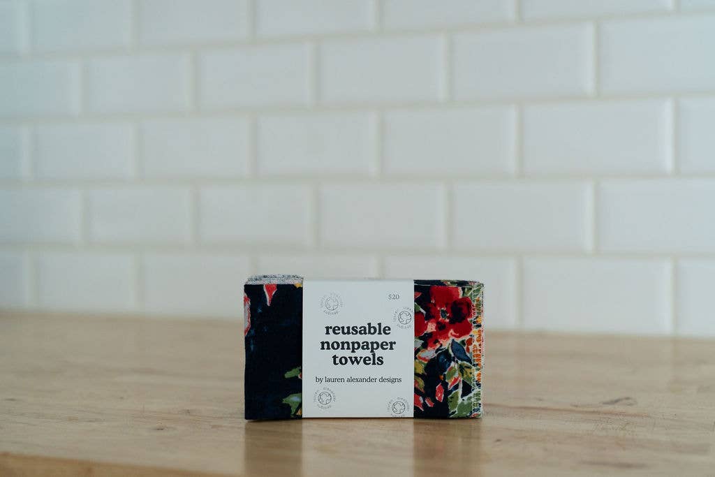 Reusable Paper Towels - Botanist : 6 Pack Rolled
