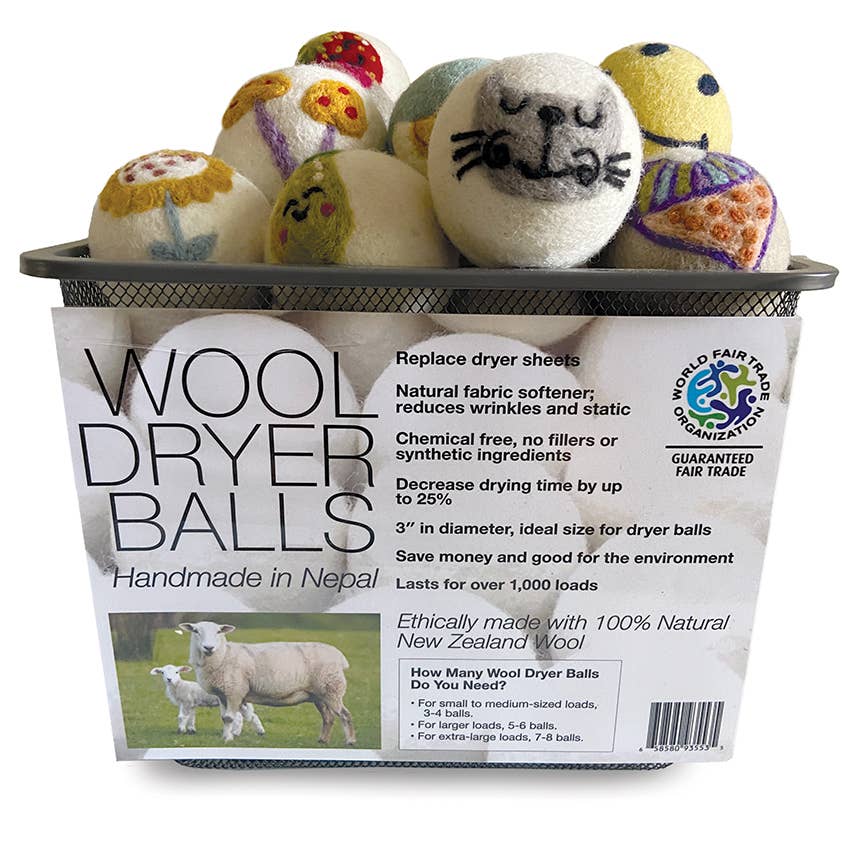 Flowers: Eco Wool Dryer Balls Fair Trade: Pink/Blue