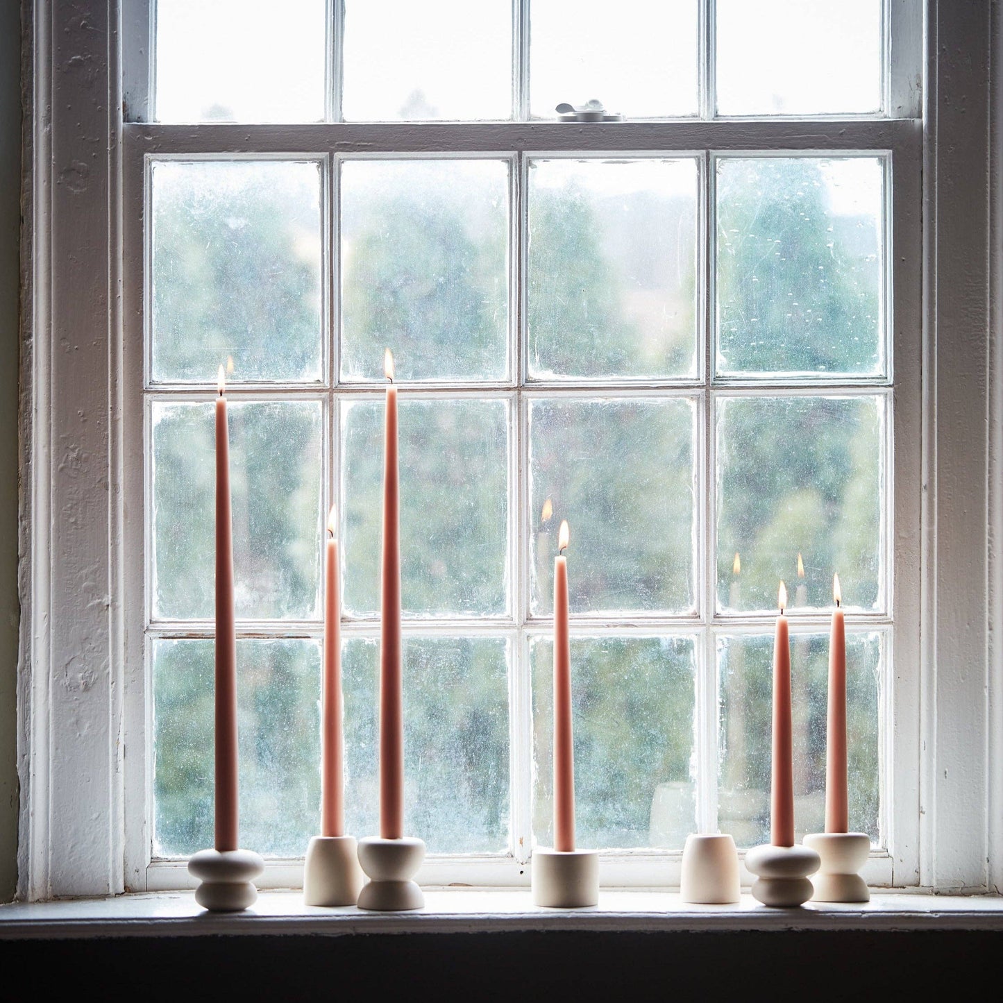 Petite Taper Holders: Matte White / Cone