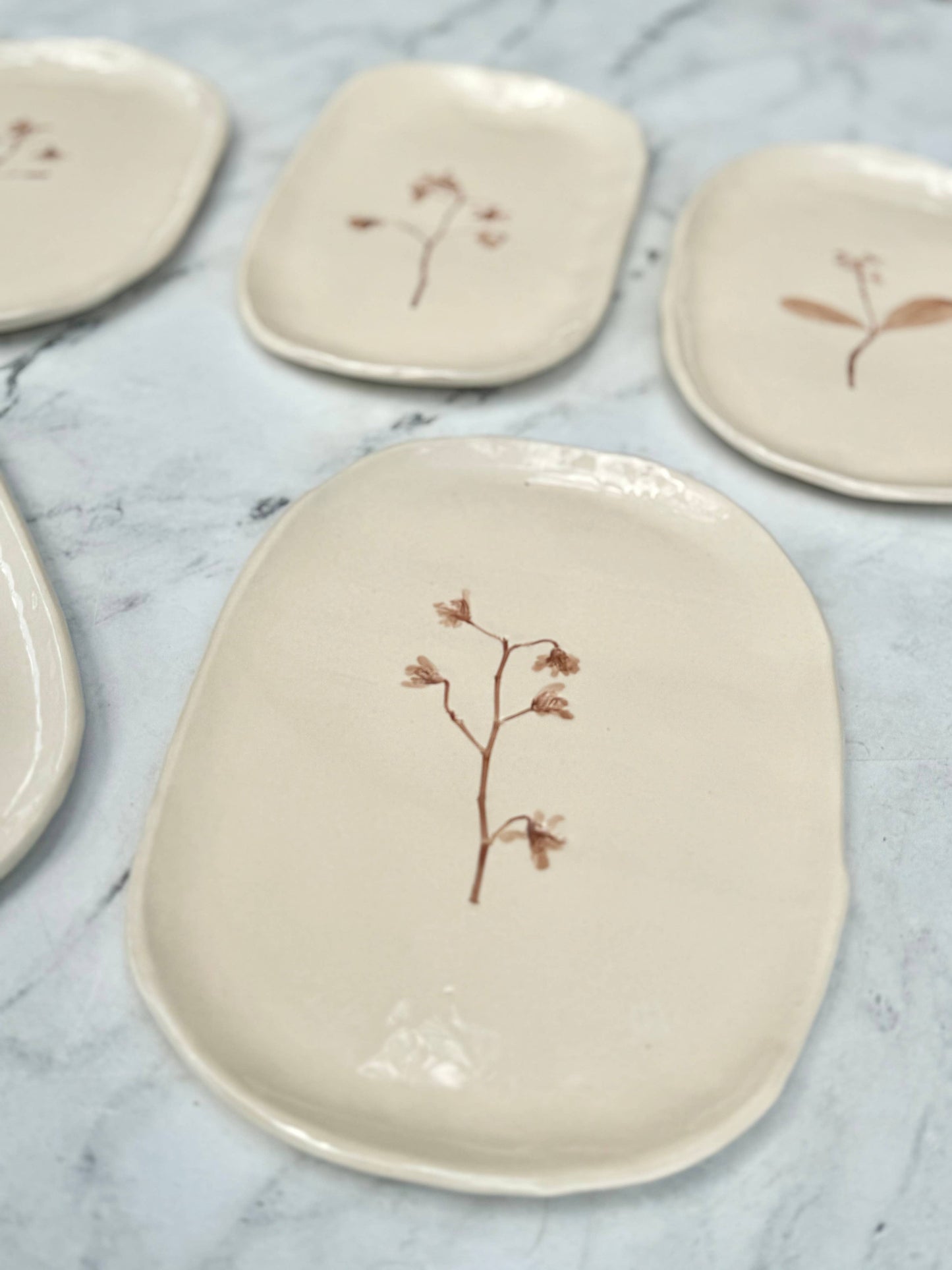 Hand-Painted Floral Tray, Brown