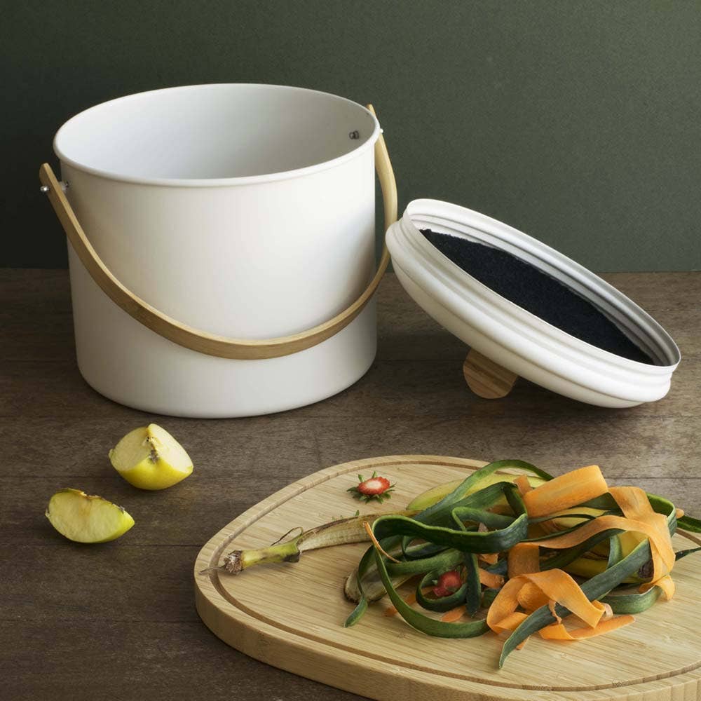 Compost Bin with Charcoal Filter: Olive / 7 Quart