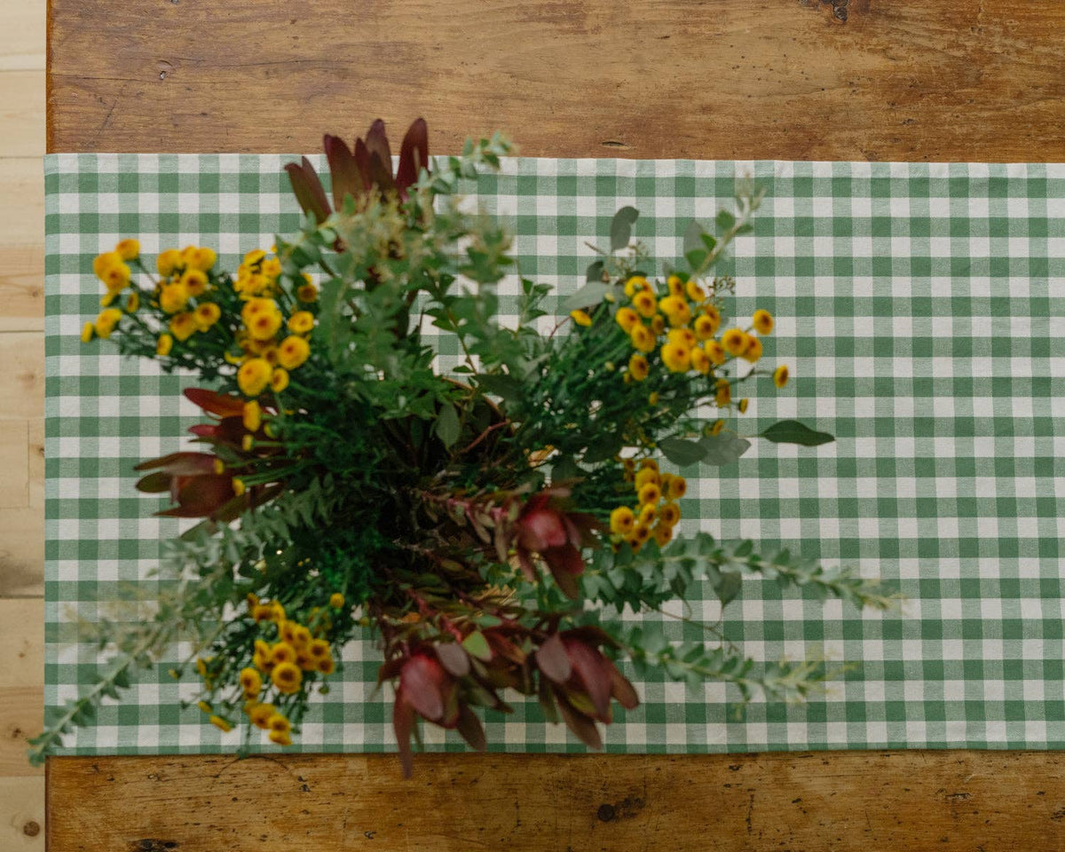 Moss Gingham Table Runner