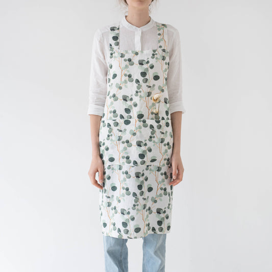 Eucalyptus Linen Japanese Crossback Apron