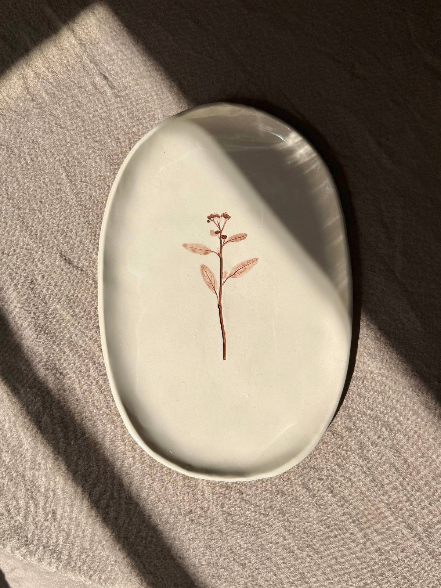 Hand-Painted Floral Tray, Brown