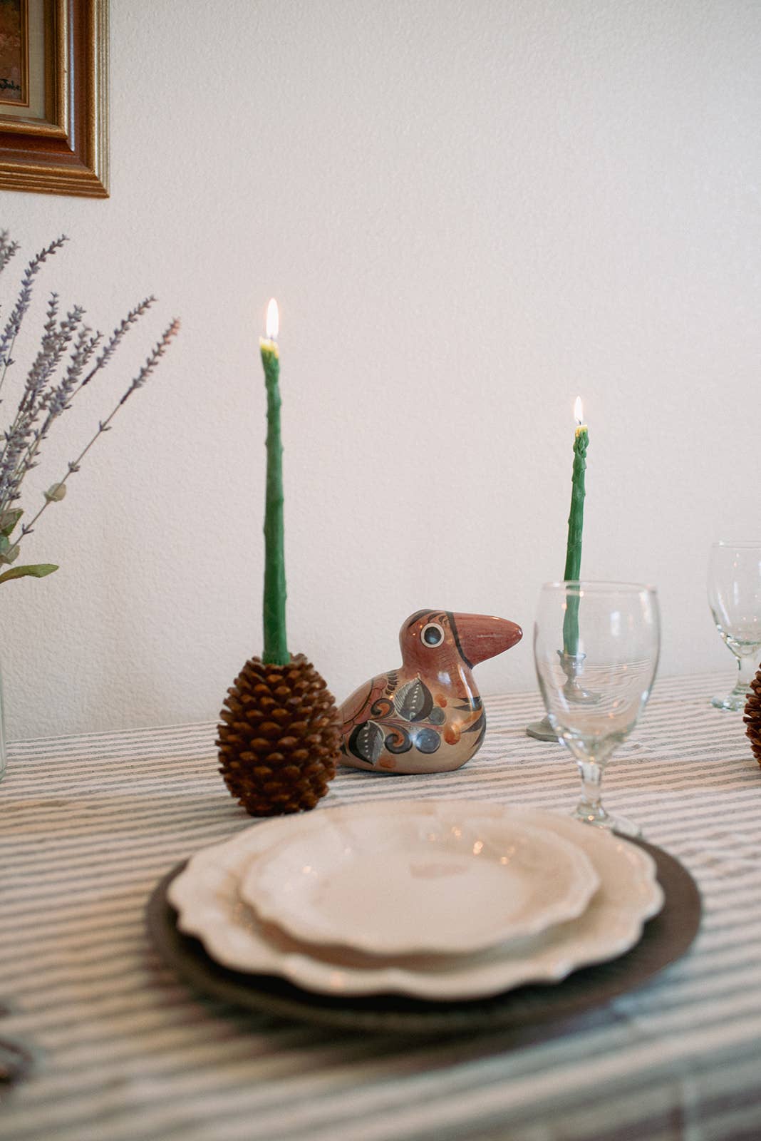 Asparagus Beeswax Candle Taper Pair: Box