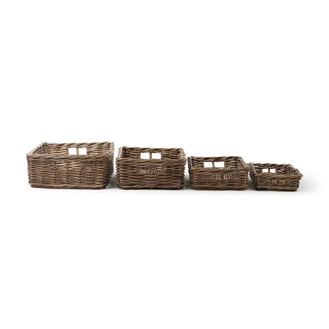 Rattan Rectangle Tray: Small - 4" H