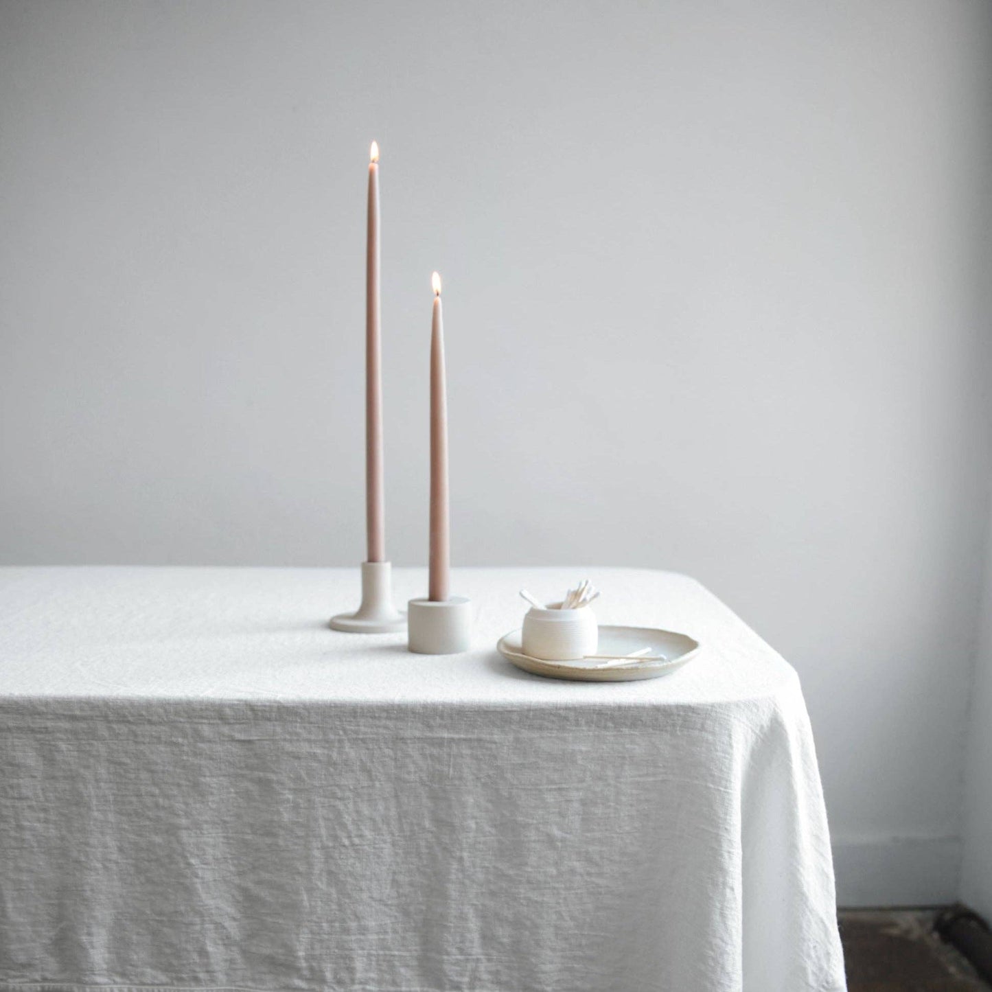 Petite Taper Holders: Matte White / Cone