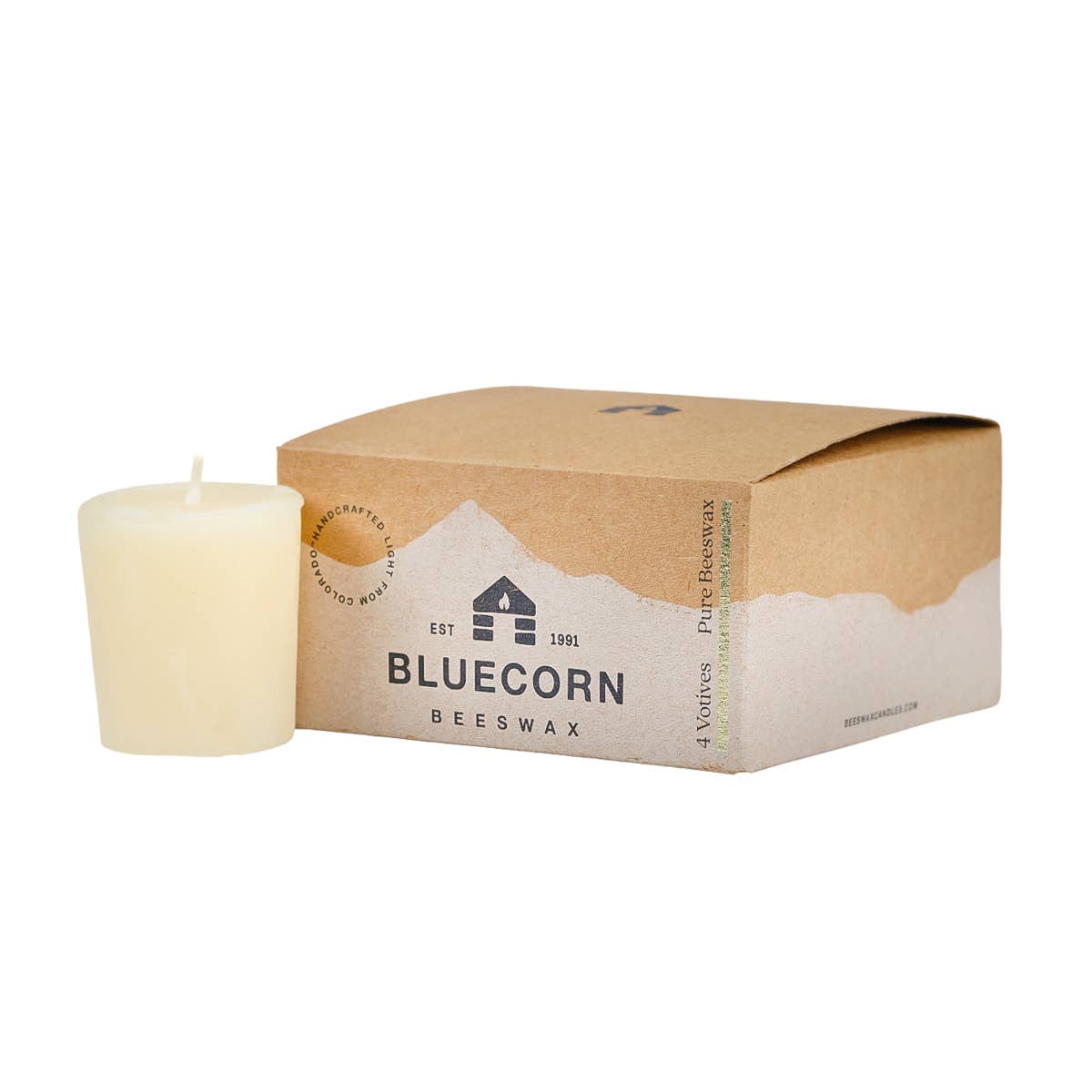 Pure Beeswax Votive Candles - Sustainable & Handcrafted: Raw / 4 Pack